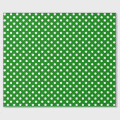 White Polka Dot on Green Medium Space Cadeaupapier (Vlak)