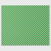 White Polka Dot on Green Wrapping Paper Cadeaupapier (Vlak)