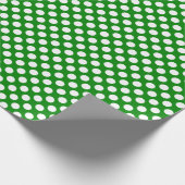 White Polka Dot on Green Wrapping Paper Cadeaupapier (Hoek)