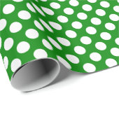 White Polka Dot on Green Wrapping Paper Cadeaupapier (Rol Hoek)