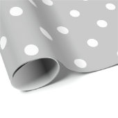 White Polka Dot on Grey Large Space Wrapping Paper Cadeaupapier (Rol Hoek)
