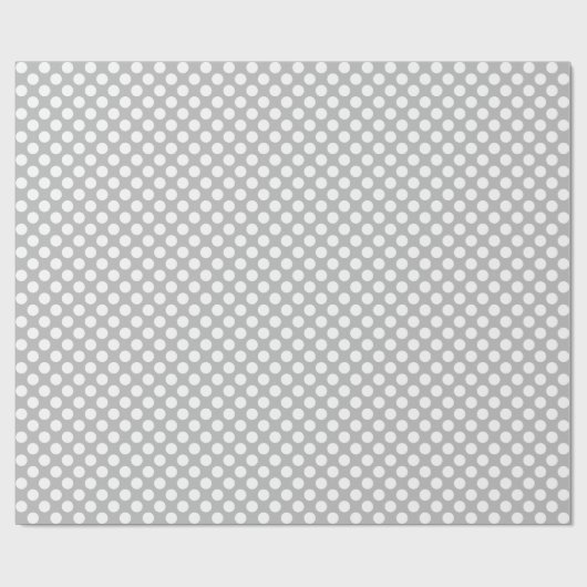 White Polka Dot on Grey Wrapping Paper Cadeaupapier (Vlak)