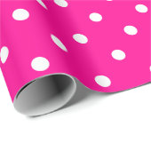 White Polka Dot on Hot Pink Large Space Cadeaupapier (Rol Hoek)