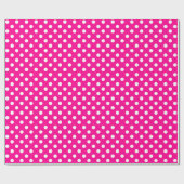 White Polka Dot on Hot Pink Medium Space Cadeaupapier (Vlak)