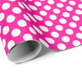 White Polka Dot on Hot Pink Wrapping Paper Cadeaupapier (Rol Hoek)