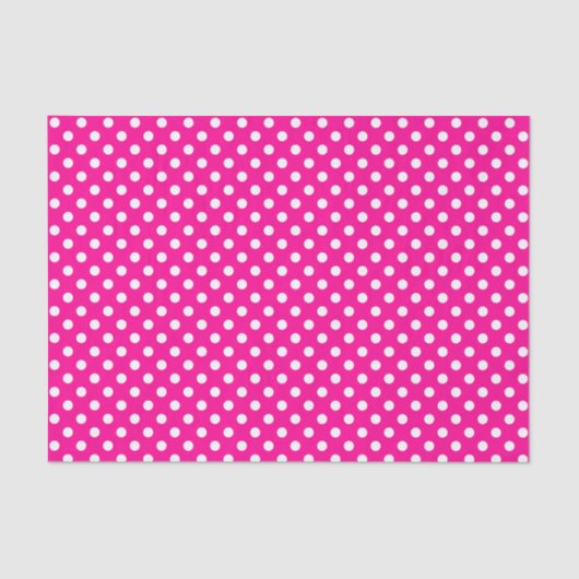 White Polka Dot on Hot-roze weefselpapier Tissuepapier (Voorkant)