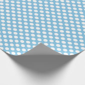 White Polka Dot on Light Blue Wrapping Paper Cadeaupapier (Hoek)