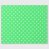 White Polka Dot on Light Green Large Space Cadeaupapier (Vlak)