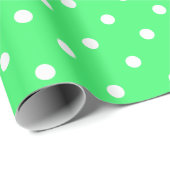 White Polka Dot on Light Green Large Space Cadeaupapier (Rol Hoek)