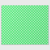 White Polka Dot on Light Green Medium Space Cadeaupapier (Vlak)