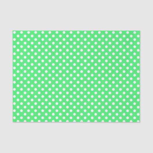 White Polka Dot on Light Green Tissue Paper Tissuepapier (Voorkant)