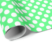 White Polka Dot on Light Green Wrapping Paper Cadeaupapier (Rol Hoek)