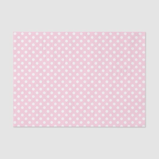 White Polka Dot on Light Pink Tissue Paper Tissuepapier (Voorkant)