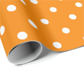 White Polka Dot on Oranje Large Space Cadeaupapier (Rol Hoek)