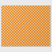 White Polka Dot on Oranje Medium Space Cadeaupapier (Vlak)