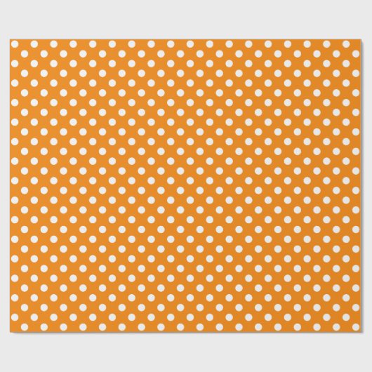 White Polka Dot on Oranje Medium Space Cadeaupapier (Vlak)
