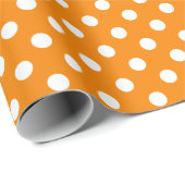 White Polka Dot on Oranje Medium Space Cadeaupapier (Rol Hoek)