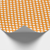 White Polka Dot on Oranje rapping Paper Cadeaupapier (Hoek)
