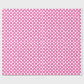 White Polka Dot on Pink Wrapping Paper Cadeaupapier (Vlak)