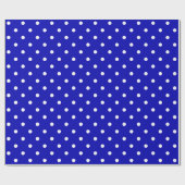 White Polka Dot on Royal Blue Large Space Cadeaupapier (Vlak)