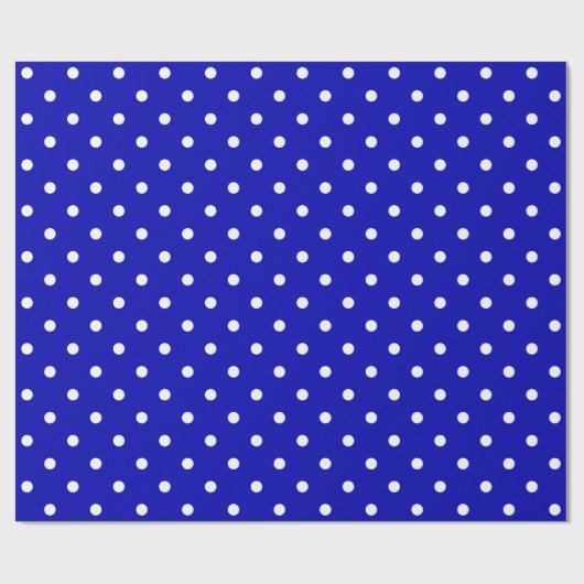 White Polka Dot on Royal Blue Large Space Cadeaupapier (Vlak)