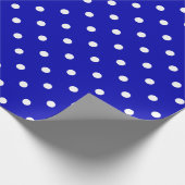 White Polka Dot on Royal Blue Large Space Cadeaupapier (Hoek)