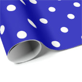 White Polka Dot on Royal Blue Large Space Cadeaupapier (Rol Hoek)