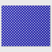 White Polka Dot on Royal Blue Medium Space Cadeaupapier (Vlak)