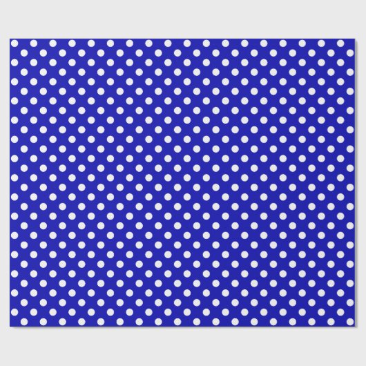 White Polka Dot on Royal Blue Medium Space Cadeaupapier (Vlak)