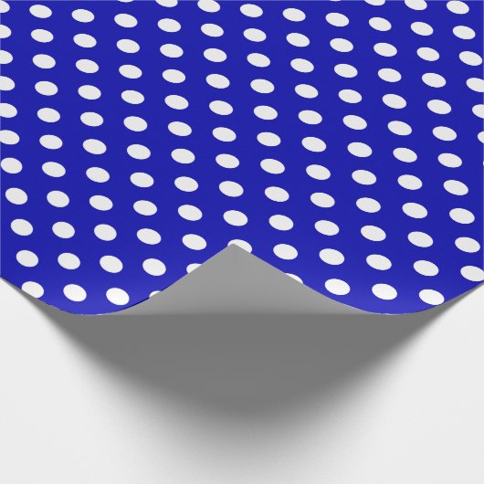 White Polka Dot on Royal Blue Medium Space Cadeaupapier (Hoek)