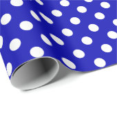 White Polka Dot on Royal Blue Medium Space Cadeaupapier (Rol Hoek)