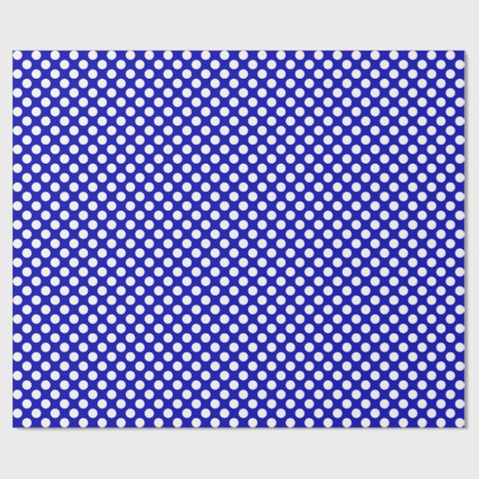 White Polka Dot on Royal Blue Wrapping Paper Cadeaupapier (Vlak)