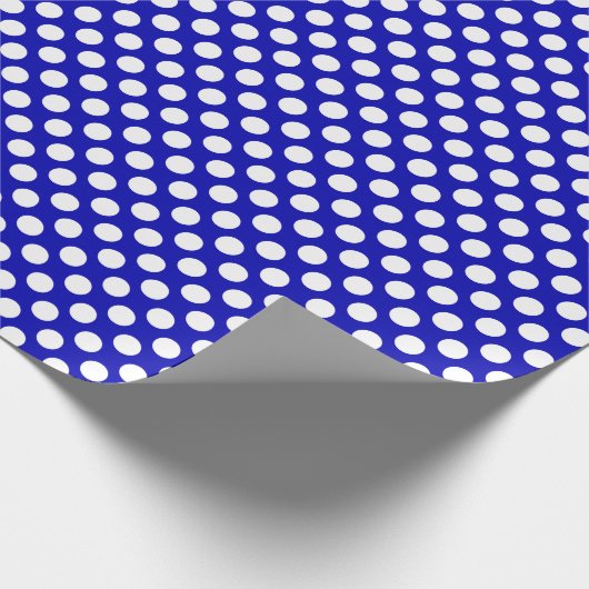 White Polka Dot on Royal Blue Wrapping Paper Cadeaupapier (Hoek)