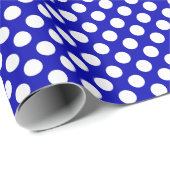White Polka Dot on Royal Blue Wrapping Paper Cadeaupapier (Rol Hoek)