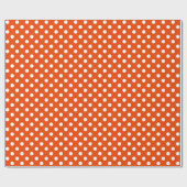 White Polka Dot op Bright Oranje Middelgrote Ruimt Cadeaupapier (Vlak)
