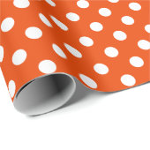 White Polka Dot op Bright Oranje Middelgrote Ruimt Cadeaupapier (Rol Hoek)