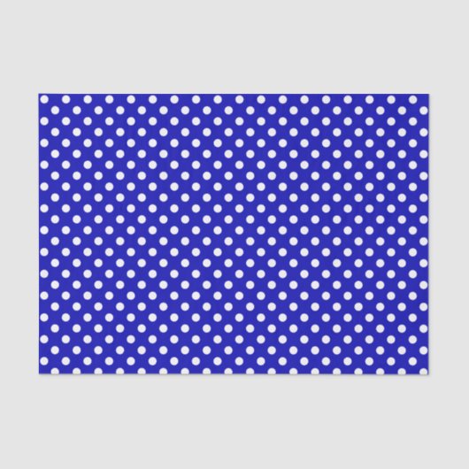 White Polka Dot over Royal Blue Tissue Paper Tissuepapier (Voorkant)