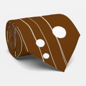 White Polka Dot Pattern on Brown Stropdas (Opgerold)