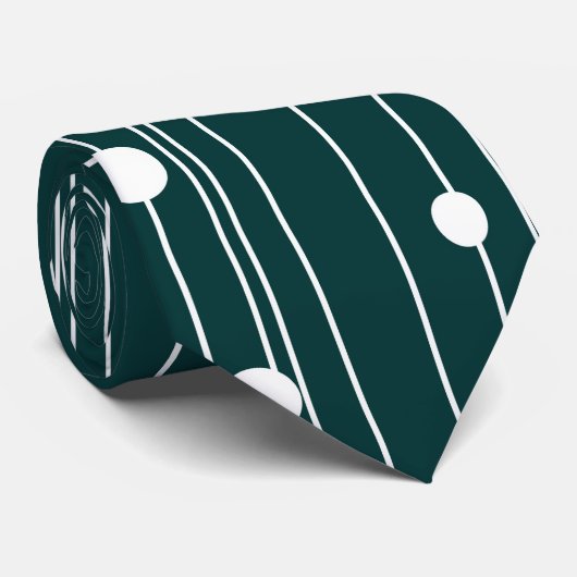 White Polka Dot Pattern op donkergroen Stropdas (Opgerold)