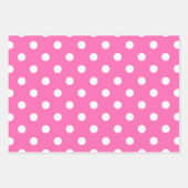 White Polka Dot Pattern op Hot Pink Inpakpapier Vel (Voorkant 3)