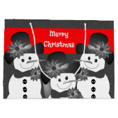 White Polka Dot Snowman Merry Kerstmis Groot Cadeauzakje (Achterkant)