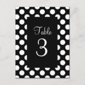 White Polka Dot Table Number Briefkaart (Voorkant)