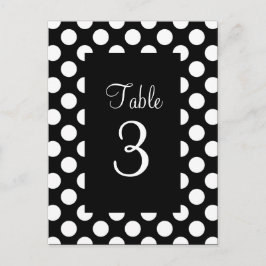 White Polka Dot Table Number Briefkaart