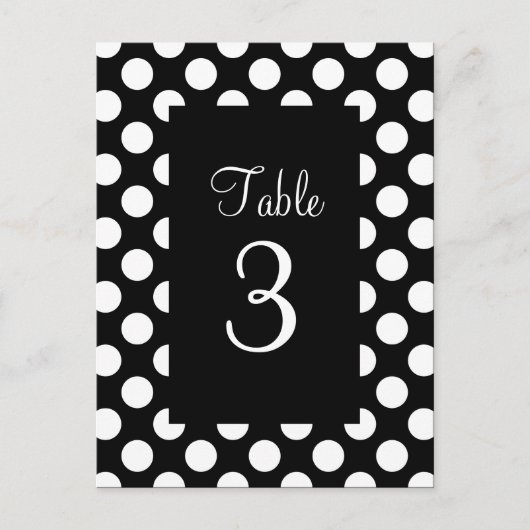 White Polka Dot Table Number Briefkaart (Voorkant)