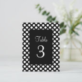 White Polka Dot Table Number Briefkaart (Staand voorkant)