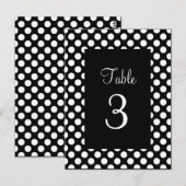 White Polka Dot Table Number Briefkaart (Voorkant / Achterkant)