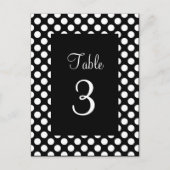 White Polka Dot Table Number Briefkaart (Voorkant)