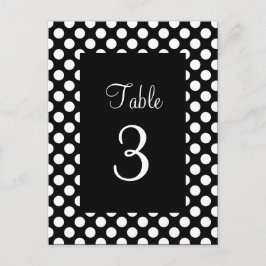 White Polka Dot Table Number Briefkaart