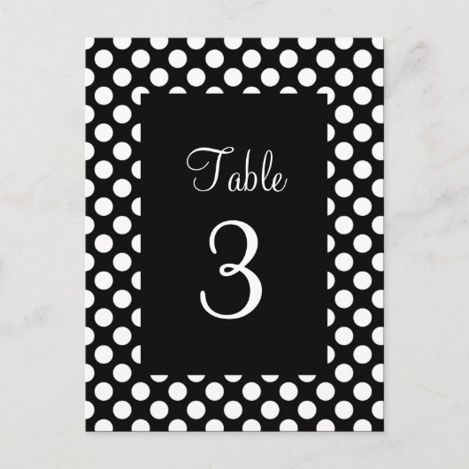 White Polka Dot Table Number Briefkaart (Voorkant)