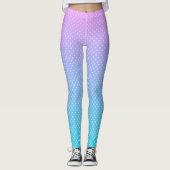 White Polka Dots and Pastel Magenta Turquoise Leggings (Voorkant)